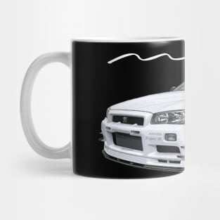 JDM Car r34 GTR WHITE V-SPEC II N1 bnr Godzilla Mine’s modified Mug